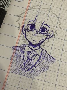 a drawing of a man in a suit and tie on top of a piece of paper