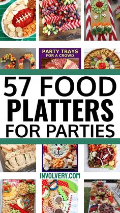 a collage of food platters for parties