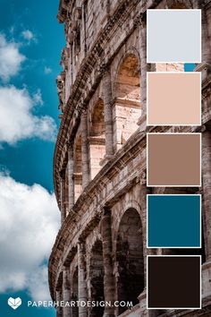 the colossion in roman architecture with shades of blue, brown and beige to match