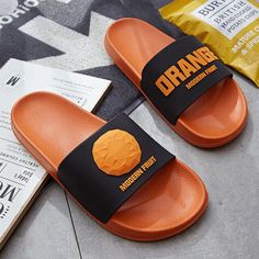 Slippers with very entertaining designs are pleasant and comfortable products to use. Since they are produced from PVC material, the slippers with a flexible structure will satisfy you for indoor or outdoor use. The soft texture of the inner core will create a feeling of comfort on your feet. Designed by 4COLORDRESS Cartoon Banana, Orange Bathroom, Bathroom Slippers, Orange Bathrooms, Banana Fruit, Couple Shoes, Orange Shoes, Inner Core, Women Slippers