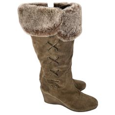 Aquatalia Women's Perdi Brown Suede Fur Trim Waterproof Wedge Boots Sz 9.5m Euc Wedge Boots, Brown Suede, Fur Trim, Shoes Heels Boots, Shoes Women Heels, Heeled Boots, Shoes Heels, Wedges, Trim