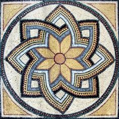 Roman Art Flower Mosaic - Octavia Flower Mosaic, Roman Mosaic, Mosaic Tile Art, Floral Mosaic, Flower Tile, Mosaic Flowers, Custom Mosaic, Roman Art, Marble Mosaic