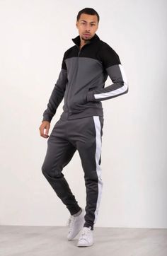 New in stock is this grey and white tracksuit. The jacket has a functioning zipper and pockets either side. Sizes M and L Gray Winter Tracksuit Sportswear, Gray Tracksuit With Pockets For Sports, White Sportswear Tracksuit For Training, White Athleisure Tracksuit For Training, White Long Sleeve Track Jacket For Jogging, Gray Sporty Winter Tracksuit, Sporty Gray Tracksuit With Pockets, Sporty Gray Long Sleeve Tracksuit, White Winter Gym Tracksuit