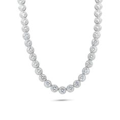 Silver 925 Rhodium Plated Moissanite Stone Halo Tennis Necklace 20" Inches Item#Sp - Mgmn00004-500 Make A Statement In This Stunning Silver 925 Rhodium Plated Moissanite Stone Halo Tennis Necklace. Crafted With A Beautiful Sparkling Halo Setting, It Adds A Touch Of Glamour To Any Outfit. Metal 925 Sterling Silver Length 20 Inches Stone Moissanite Stone Size 3mm Classic Cubic Zirconia Diamond Necklace With Halo, Classic Halo Diamond Necklace In Cubic Zirconia, Classic Cubic Zirconia Halo Diamond Necklace, Platinum Diamond Cut Round Bridal Necklace, Round Platinum Bridal Necklace With Diamond Cut, Platinum Bridal Necklace With Diamond Cut, Classic Diamond White Necklace With Halo, Silver Round Cut Diamond Necklace With Halo, Formal Halo Cubic Zirconia Diamond Necklace