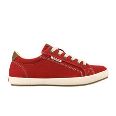 Taos Star Burst Sneaker (Women) - Red/Tan Canvas Dress-Casual - Sneakers - The Heel Shoe Fitters Star Burst, Taos, Canvas Sneakers, Vans Old Skool Sneaker, Keds, The Star, Tao, Casual Sneakers, Vans Sneaker