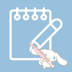 a cartoon bunny writing on a notepad with a pen