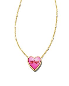 The XOXO Gold Pendant Necklace in Hot Pink Mother-of-Pearl will leave you (or your loved one) loved one smiling and shining from every angle. Wear it on its own for a minimal, colorful moment or pair it with a favorite chain for a sweet layering look. Preppy Jewelry, Kendra Scott Necklace, Jewelry Accessories Ideas, Jewelry Essentials, Pink Necklace, Girly Jewelry, Dream Jewelry, Gold Pendant Necklace, Kendra Scott