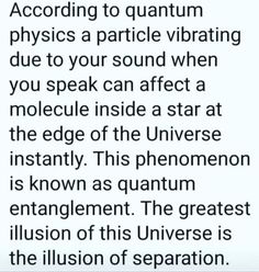 an image with the words, according to quantum physics a particle vibrating due to your sound when you speak