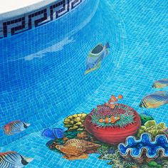 Saddled Butterflyfish, Porc | PORC-SF6-5 | Pool Mosaic Pool Mosaic Tiles, Pool Art