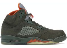 Jordan 5 Outfit, Olive Sneakers, Olive Shoes, Olive Clothing, Green Jordans, Best Sneaker, Air Force Shoes, Authentic Jordans, Leather Work Boots