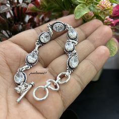 Welcome to SilverArtisan925 💎- Specifications 🎯:- 🟢Info About Product :- ▫️Metal - 925 Sterling Silver With 925 Stamped ▫️Section & Style - Silver Bangles/Bracelet ▫️Gemstone 💎- At SilverArtisan925, we've been crafting exquisite handmade silver jewelry, offering a curated selection of rings, earrings, pendants, necklaces, and bangles that blend timeless beauty with modern style. 🟢Why Choose Us? Expert Craftsmanship💫: With five years of experience, our skilled artisans pour their passion an Silver Crystal Bracelet With Stones, Silver Crystal Bracelet With Stones As A Gift, Silver Crystal Bracelet With Stones For Gift, Adjustable Silver Crystal Bracelet With Stones, Hippy Gifts, Pendants Necklaces, Bracelet Crystal, Bracelet Gemstone, Pretty Bracelets