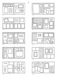 the different layouts and shapes of a webpage, with each page being drawn by hand