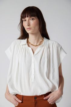 The epitome of nonchalant style: This voile blouse is lightweight and effortlessly cool. Available in Off White, shop now Oversized Collared Blouse For Daywear, Chic Oversized Top With Collared Neckline, Relaxed Fit Blouse With Collared Neckline For Daywear, Relaxed Fit Collared Blouse For Daywear, Classic Viscose Tops For Daywear, Chic Tops With Relaxed Fit And Collared Neckline, Chic Oversized Blouse For Casual Gatherings, Chic Collared Blouse For Casual Gatherings, Chic Relaxed Fit Blouse