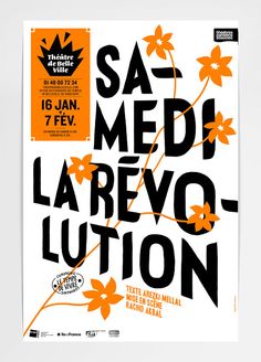 an orange and black poster with the words sa med la revo - luton