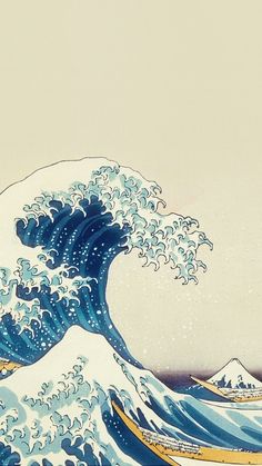 the great wave off kankaku island is depicted in this painting