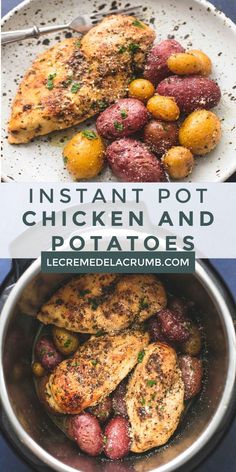 instant pot chicken and potatoes with text overlay