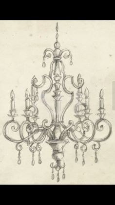 an old drawing of a chandelier