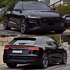 the front and back view of an audi suv