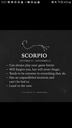 the scorpio poem is displayed in black and white