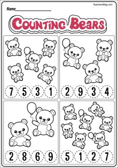 counting bears worksheet for kids