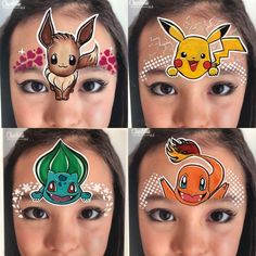 Evee Pokemon Face Paint, Facepainting Pokemon, Charmander Face Paint, Pokémon Face Painting, Pokemon Face Paint Easy, Pokemon Face Painting, Pokemon Face Paint, Pikachu Face Paint, Pokemon Facepaint