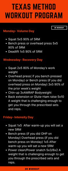 an orange and black poster with the words texas method workout program written in red on it