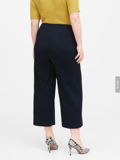 Sail into spring with these high-rise pants cut in a not-too-wide silhouette and cropped length that's perfect for showing off your shoes.  Made in a honeycomb knit fabric to add a luxe, textured look.  Invisible zip at side.  Sailor-style button sid Versatile Cropped Leg Business Casual Pants, Versatile Cropped Leg Pants For Business Casual, Versatile Cropped Wide Leg Work Pants, Chic Cropped Wide Leg Pants For Business Casual, Spring Workwear Culottes With Cropped Leg, Spring Workwear Cropped Leg Culottes, Stretch Culottes For Workwear, Ankle-length, Stretch Workwear Culottes, Ankle-length, Stretch Culottes For Workwear