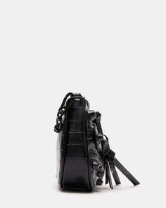 VILMA Bag Black/Black | Women's Crocodile Crossbody Hobo Bag – Steve Madden Steve Madden Store, Hobo Crossbody Bag, Chain Top, Apparel Merchandising, Baguette Bag, Zipper Pulls, Fall Trends, Rivets, Hobo Bag