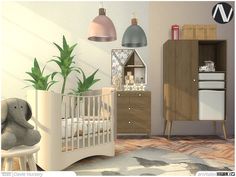 a baby's room is decorated in pastel colors