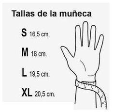 a hand with a measuring tape around it and the words talas de la muneca