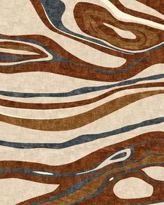 an area rug with wavy lines on it