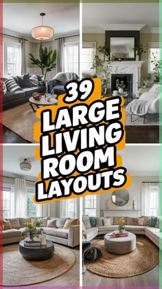 living room layouts with text overlay that reads 39 large living room layouts