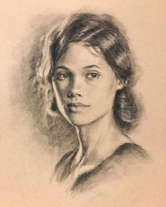 a pencil drawing of a woman's face