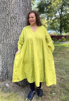 Kali Tunic - long, swishy tunic - plus sizes in natural fiber fabrics Relaxed Fit V-neck Tunic For Fall, Green V-neck Tunic For Fall, Relaxed Fit V-neck Lagenlook Dress, Spring Lagenlook Long Tunic, Spring Tunic Dresses With Unlined Sleeves, Fitted Lagenlook Long Sleeve Tunic, Fitted Long Sleeve Lagenlook Tunic, Oversized Green Tunic For Spring, Casual V-neck Kurta For Spring