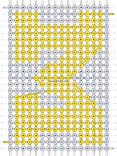 the pattern is shown in yellow and white, with circles on each side that are connected to