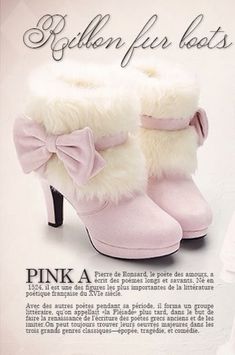 Pink Wishlist Aesthetic, Heels With Bows On Back, Pink Fur Heels, Pink Fashion Aesthetic, Pink Boots Outfit, Boots With Bows, Millenial Pink, Cute Shoe, Coquette Fashion