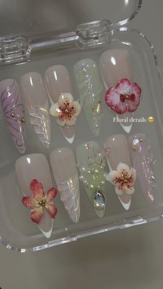 Peony Nail Art, Jelly Nails With Charms, Sculpted Flower Nails, Roses On Nails, 3 D Nails Designs, 3d Floral Nails, Regal Nails, Edgy Nails