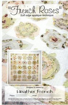 French Roses Quilt Pattern Easy Soft Raw Edge Applique 57 Inches Square Finis... | eBay French Rose Quilt, French Roses Quilt, Rose Quilt Pattern, Roses Quilt, French Quilt, French Roses, Quilt In A Day, Rose Quilt, Raw Edge Applique