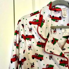 Adorable Disney Christmas Pajamas! Soft Flannel Material. Button Front Top. Drawstring Waist Pants. Perfect For Any Disney Lover! Drawstring Waist Pants, Mouse Christmas, Mickey Mouse Christmas, Flannel Pajamas, Christmas Truck, Button Front Top, Disney Lover, Disney Christmas, Flannel Material