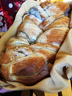 a large loaf of bread sitting on top of a table