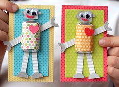 Robot Valentines using a miniature candy bar Valentines Robots, Robot Party, Happy Hearts Day, Valentine Crafts For Kids, Diy Valentine, Homemade Valentines, Diy Valentines Crafts, Valentines Card, My Funny Valentine