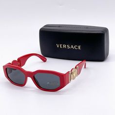 Brand New, Never Used. 100% Authentic! Comes With Case, Card, And Box! Reasonable Offers Always Welcome :) Designer Red Tinted Sunglasses, Luxury Red Polarized Sunglasses, Luxury Red Sunglasses With Gradient Lenses, Luxury Red Tinted Sunglasses, Classic Red Sunglasses With Uva Protection, Vintage Versace Sunglasses, Versace Eyewear, Versace Gold, Versace Glasses