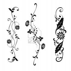 three floral designs on white background stock photo