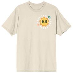 Make every day a good day when you wear this adult's graphic t-shirt! The Sunny Days brand tee features a colorful image of a cartoon sun wearing sunglasses that has been professionally printed and applied to outlast any adventure life throws your way! Made of 100% preshrunk cotton, the natural-colored t-shirt has short sleeves and a crew neck for style and comfort in warmer weather. The Earth Day tee can be machine washed on cold with like colors, then tumble dried for easy care. Novelty T-shirt With Screen Print For Summer, Novelty Screen Print T-shirt For Summer, Cute Summer Fan Merchandise T-shirt, Cute Fan Merchandise T-shirt For Summer, Summer Cartoon Print T-shirt For Fan Merchandise, Cartoon Sun, Adventure Life, Wearing Sunglasses, Earth Lover