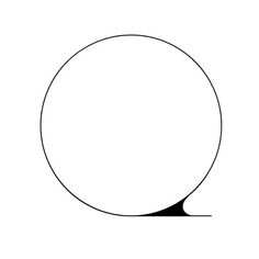 a black and white drawing of a circle with one end in the center, on a white background