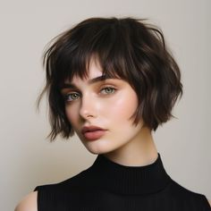 50 Chin Length Haircuts: Chic Styles for a Trendy Look In 2023 Curly Chin Length Hair With Bangs, Wash And Wear Haircuts For Thick Hair, Chin Length Shaggy Bob, Super Short Bob With Bangs, Chin Length Hair Styles, Pixie Bob Haircut With Bangs, Short Shaggy Bob With Bangs, Mum Haircut, Chin Length Hair With Bangs