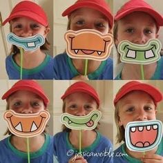 More Beginning of the Year Fun - Kids take a picture with these smiles and then write about "What Makes Them Happy."  Very cute idea! Chinese Wisdom, Fourth Of July Crafts For Kids, Monster Birthday Parties, Monster Face, Mothers Day Crafts For Kids, Monster Birthday, Halloween 1, Photo Booths