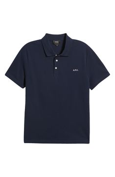 A low-key logo quietly brands an essential polo crafted from pure cotton. 27" length (size Medium) Button half placket Spread collar Short sleeves 100% cotton Machine wash, tumble dry Made in Turkey Cotton Polo Shirt With Button Closure And Collar, Cotton Polo Shirt With Button Closure, Classic Polo Shirt With Button Closure And Spread Collar, Fitted Cotton Button-up Polo Shirt, Casual Navy Polo Shirt With Embroidered Logo, Classic Navy Polo Shirt With Placket, Classic Navy Polo Shirt With Placket Detail, Classic Navy Polo Shirt, Classic Navy Polo Shirt With Johnny Collar