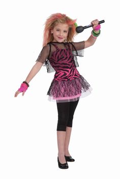 Home | Product Catalog | Store Policies | Auctions | About Us       80's Rock Star Item Number:  67014/67015 Size:  M, L Color:  As pictured Includes:  Mesh shirt, top with attached skirt & leggings. Does NOT Include:  Bracelets, microphone & shoes. 80s Punk Rock, Rockstar Costume, 80s Halloween Costumes, Rock Star Costume, Halloween Kids Costumes Girls, 80s Punk, Pink Tulle Skirt, 80s Costume, 80s Rock