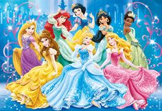 the disney princesses are all dressed up in their beautiful gowns and tiaras